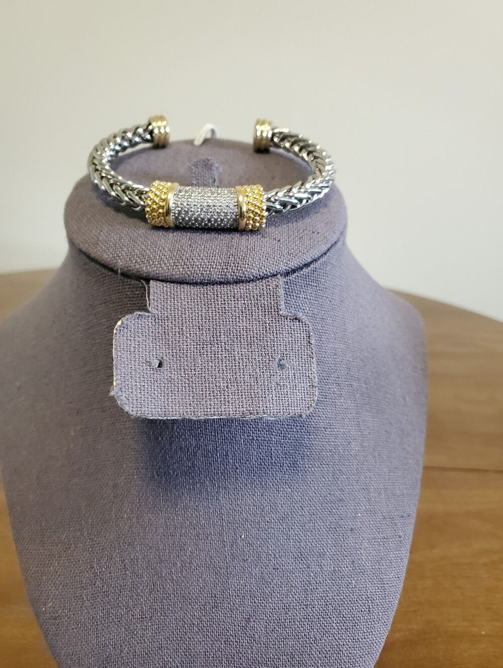 Two-Tone Pave Tube Cuff Bracelet - Goldtoned & Silvertoned